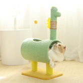 Green Dinosaur-Theme Cat Tree with Tunnel - Multi-Functional Cat Scratching Post and Playhouse