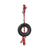 Red Interactive Tire Rope Dog Toy - Heavy Duty Chew Toy for Dental Health & Play