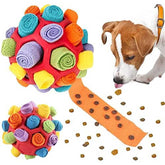 Purple Ball And Colorful Strips Of Fabric Interactive Pet Snuffle Ball - Treat-Dispensing Toy for Dogs and Cats, 20 cm TPR and Felt Fabric for Mental Stimulation