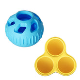 Blue Ball and Yellow Mold Pet Treat Dispensing Ball and Molding Set - Silicone Dog Chew Toy for Teeth Cleaning and Boredom Relief