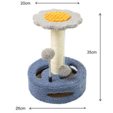 Blue And Grey Sunflower Cat Scratching Post - 35cm Sisal Cat Tree with Plush Toys for Small Cats