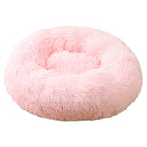 Pink 50cm Cozy Round Pet Bed - Plush Cat & Dog Bed with Non-Slip Base, Machine Washable