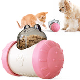 Pet Tumbler Treat Dispenser Ball,Interactive Feeding Toy for Dogs and Cats(Pink and white)
