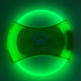Green LED Rechargeable Dog Flying Disc - Glow-in-the-Dark Pet Training Toy with Paw Design