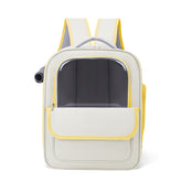 Beige And Yellow Spacious Pet Carrier Backpack with Clear Window - Comfortable Travel Bag for Cats & Small Dogs