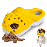 Size S Yellow Tough Slipper Dog Chew Toy - Natural Rubber Treat Dispenser & Teeth Cleaner for Interactive Play & Boredom Relief