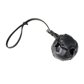 Black Durable Leather Dog Training Ball with Loop Handle - Interactive Bite & Tug Toy for Playful Pups