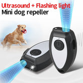 Black Portable Ultrasonic Dog Repeller & Trainer - Anti-Barking Device with LED Flashlight, USB-C Rechargeable