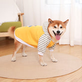 Autumn/Winter Dog Clothes - Yellow Hoodie with Striped Hood & Baseball Bear (Size - M)