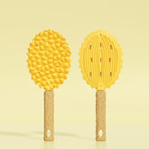 2-piece yellow Pet Durian Massage Grooming Brush - TPR Double-Sided Deshedding Comb for Cats Dogs - Gentle Pet SPA Grooming Tool