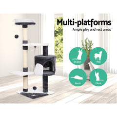 i.Pet Cat Tree 112cm Tower Scratching Post Scratcher Wood Condo House Furniture