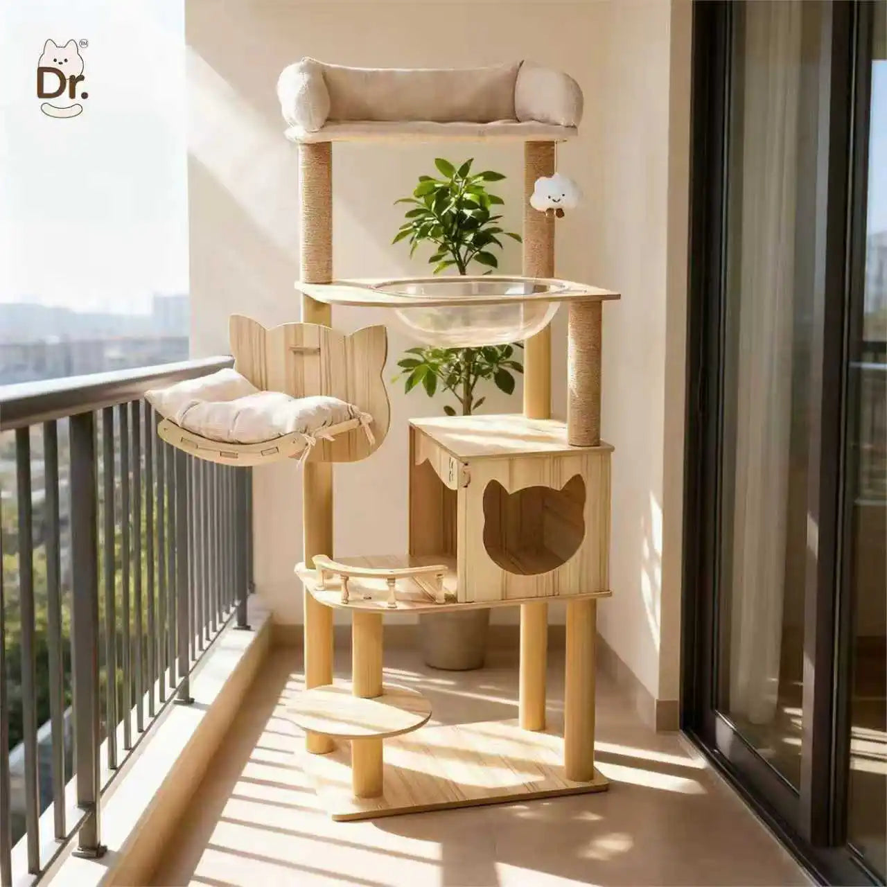 Large Wooden Cat Tree House