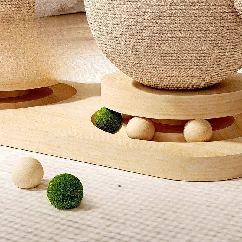 Coconut Wood Cat Tree with Turntable