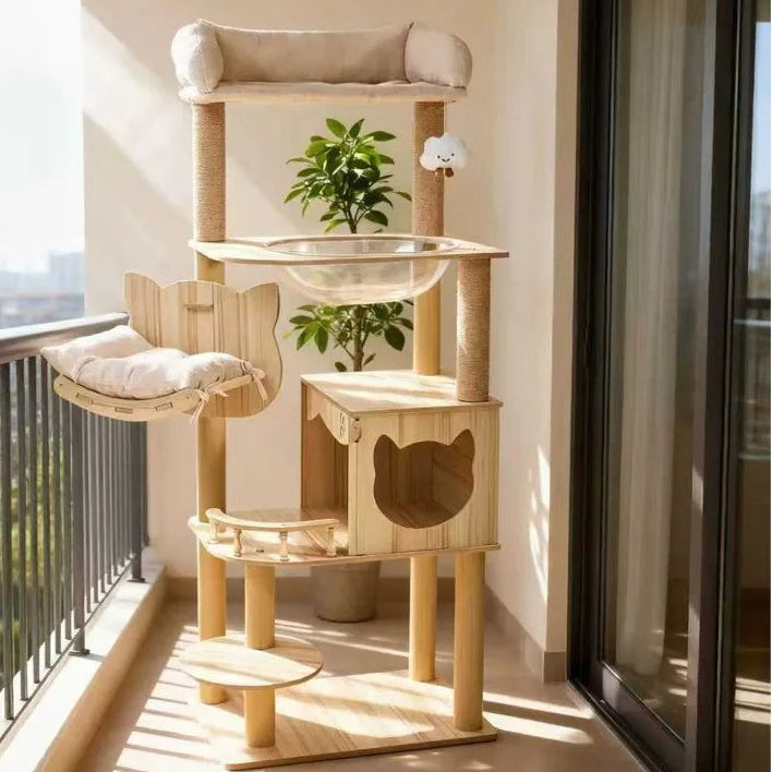 Large Wooden Cat Tree House