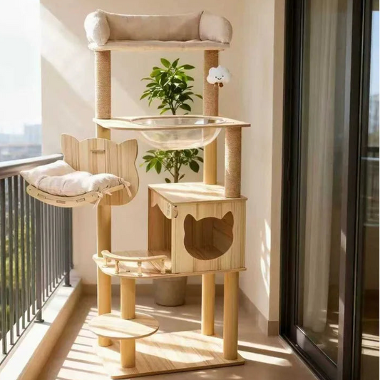 Large Wooden Cat Tree House