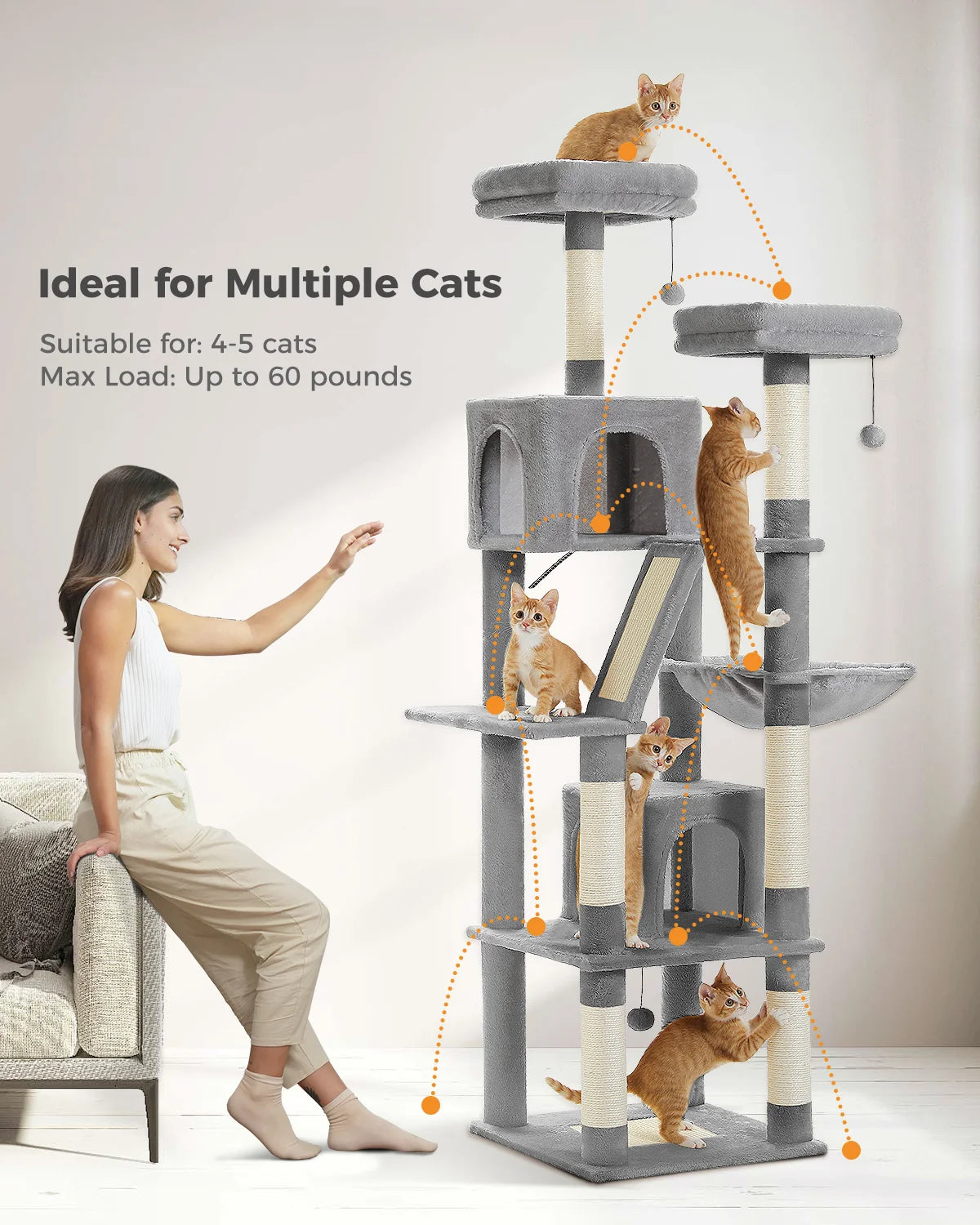 Large Cat Tree for Indoor Tall Tower