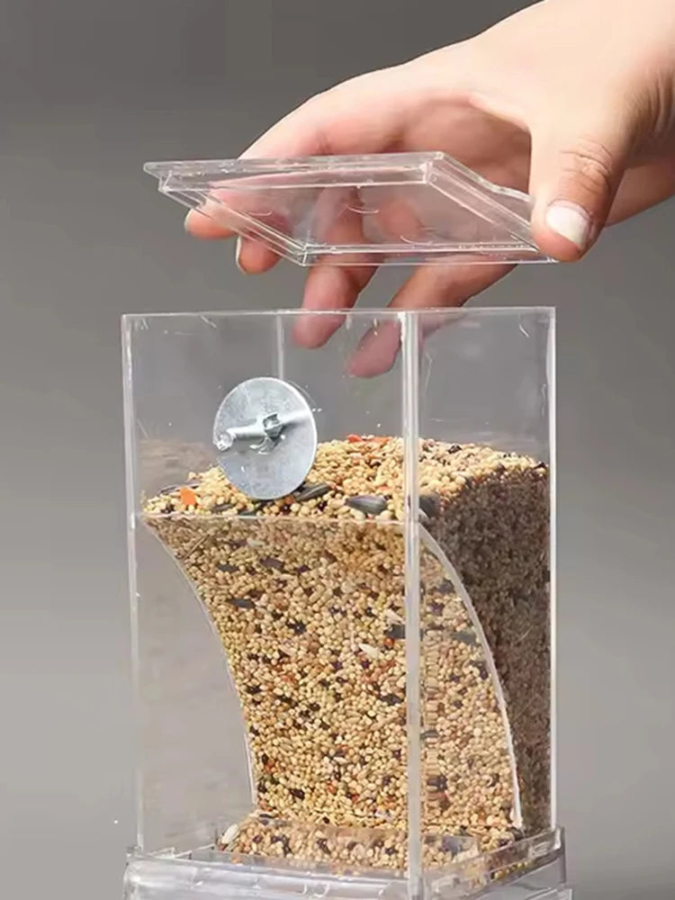 Anti-Spill Transparent Bird Food Box