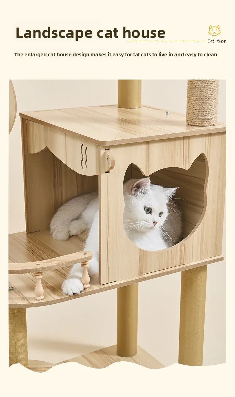 Large Wooden Cat Tree House