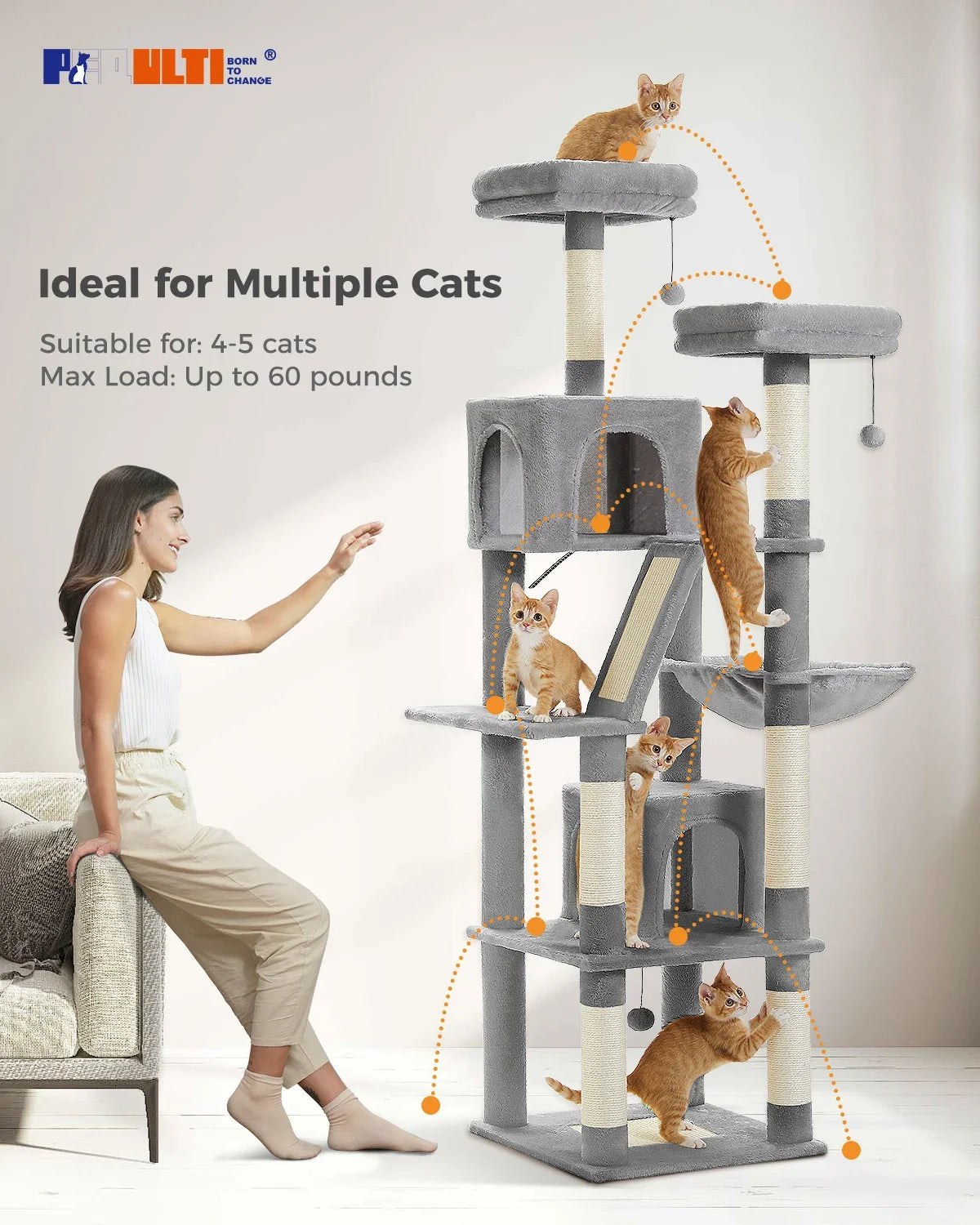 Large Cat Tree for Indoor Tall Tower