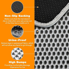 Cats Litter Mat Double Layer EVA Cat Litter Pad Large Hole Anti-Slip Sand Bowl Filter Mat Sandbox Mat for Cat Cats Accessories