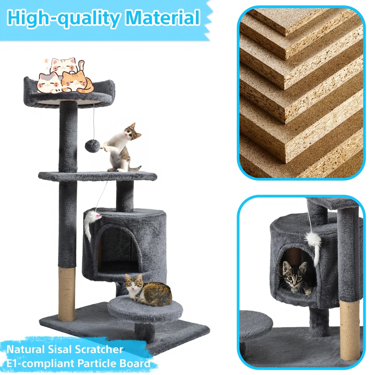 Large Multi-Tier Cat Tree with Cozy Beds