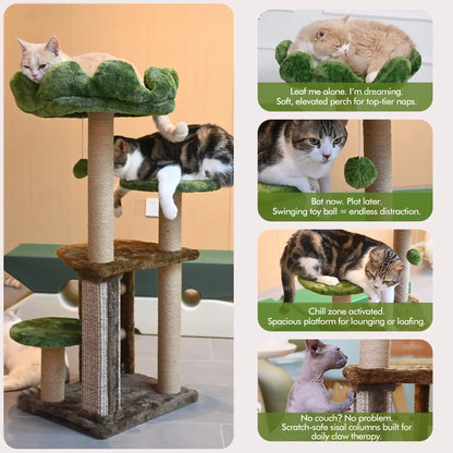 Medium Cat Tree Green Staircase