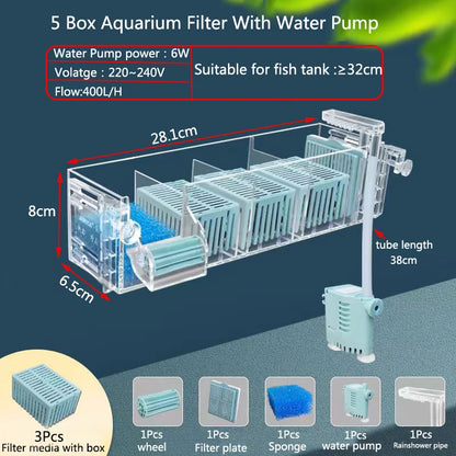 New Fish Tank Waterfall Filter Box