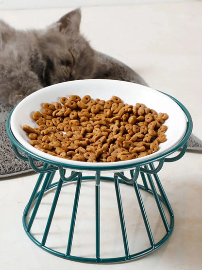 Food Water Bowls with Rack for Cats