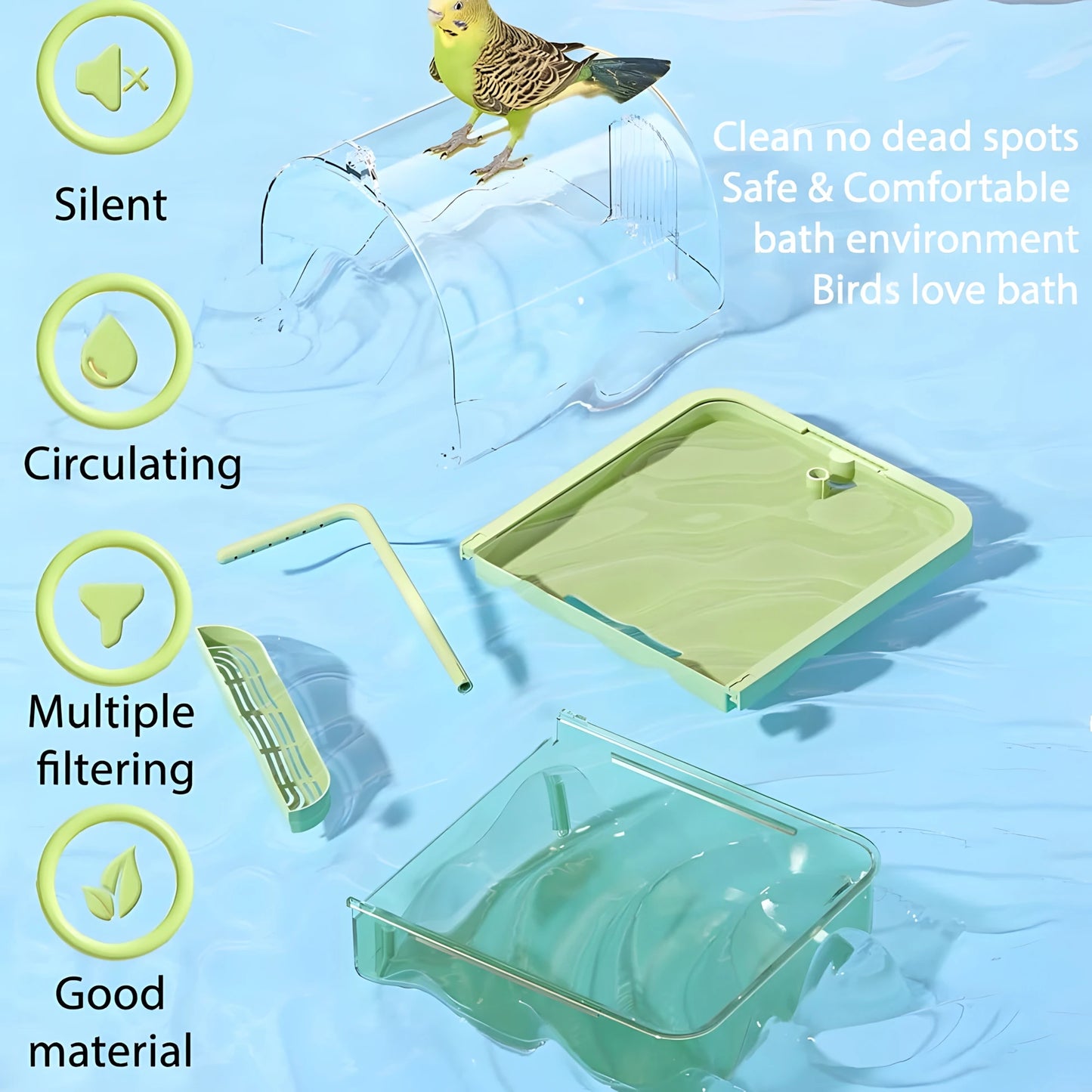 Electric Sensing Water Recycling Bird Bath