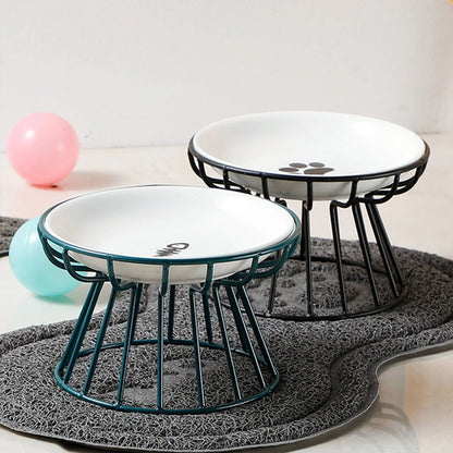 Food Water Bowls with Rack for Cats