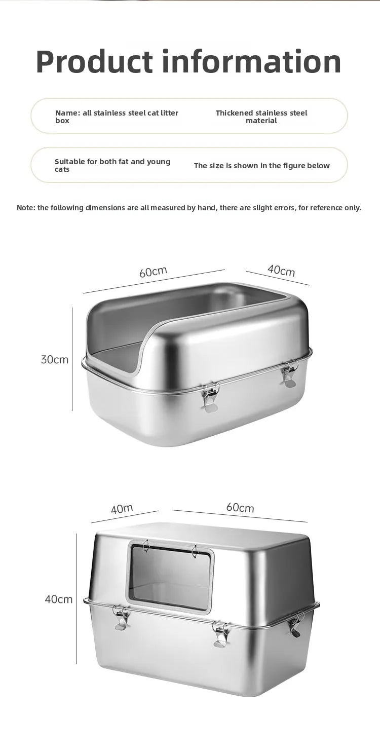Extra Large Stainless Steel Cat Litter Box