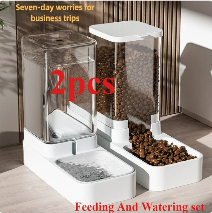 Plastic Gravity Automatic Dog Feeder Water Dispenser Set, 1pc/2pcs Pet Food Water Bowl for Dogs