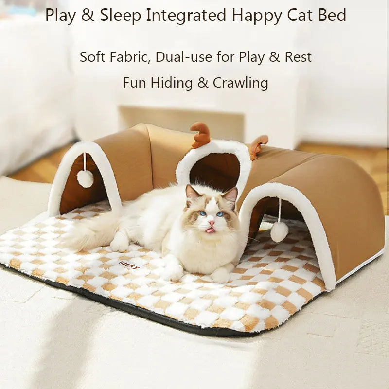 Autumn Winter Integrated Play & Sleep Cat Bed