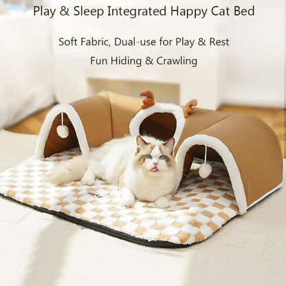 Autumn Winter Integrated Play & Sleep Cat Bed