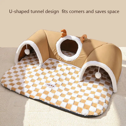 Autumn Winter Integrated Play & Sleep Cat Bed
