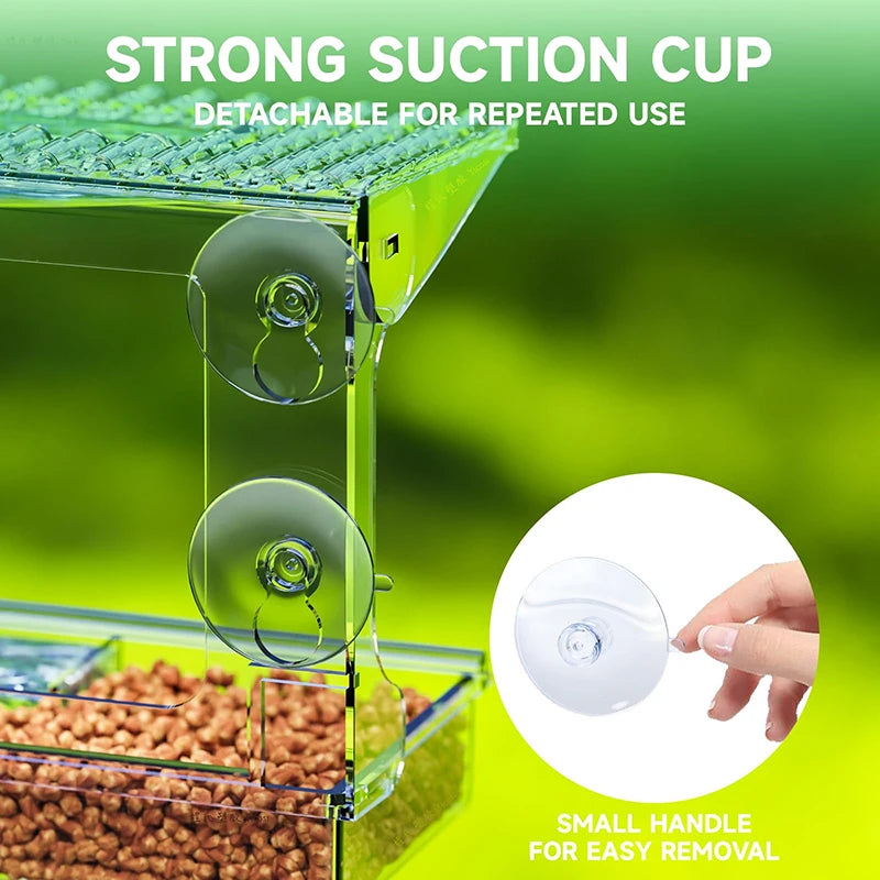 Acrylic Clear Window Bird Feeders With Strong Suction Cups