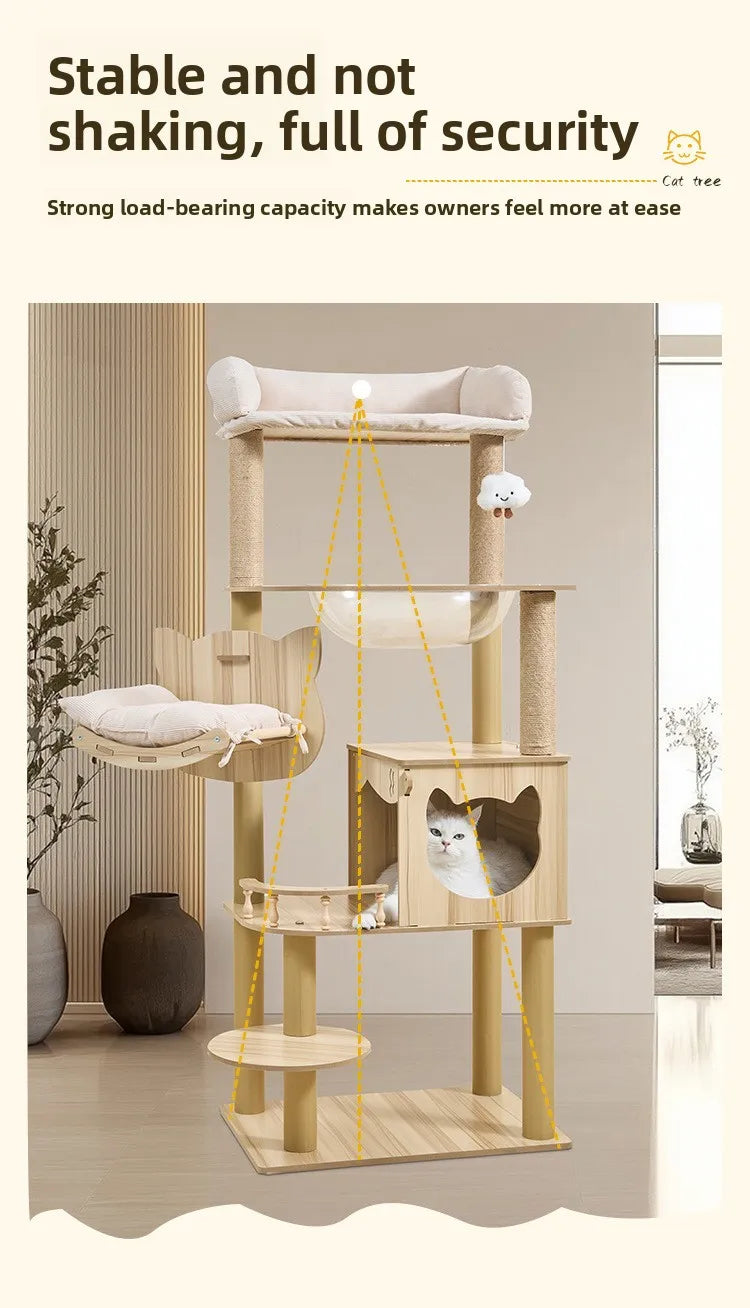 Large Wooden Cat Tree House
