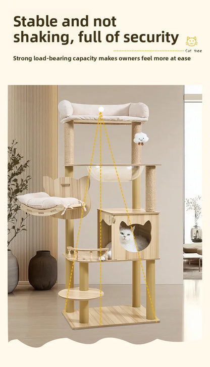 Large Wooden Cat Tree House