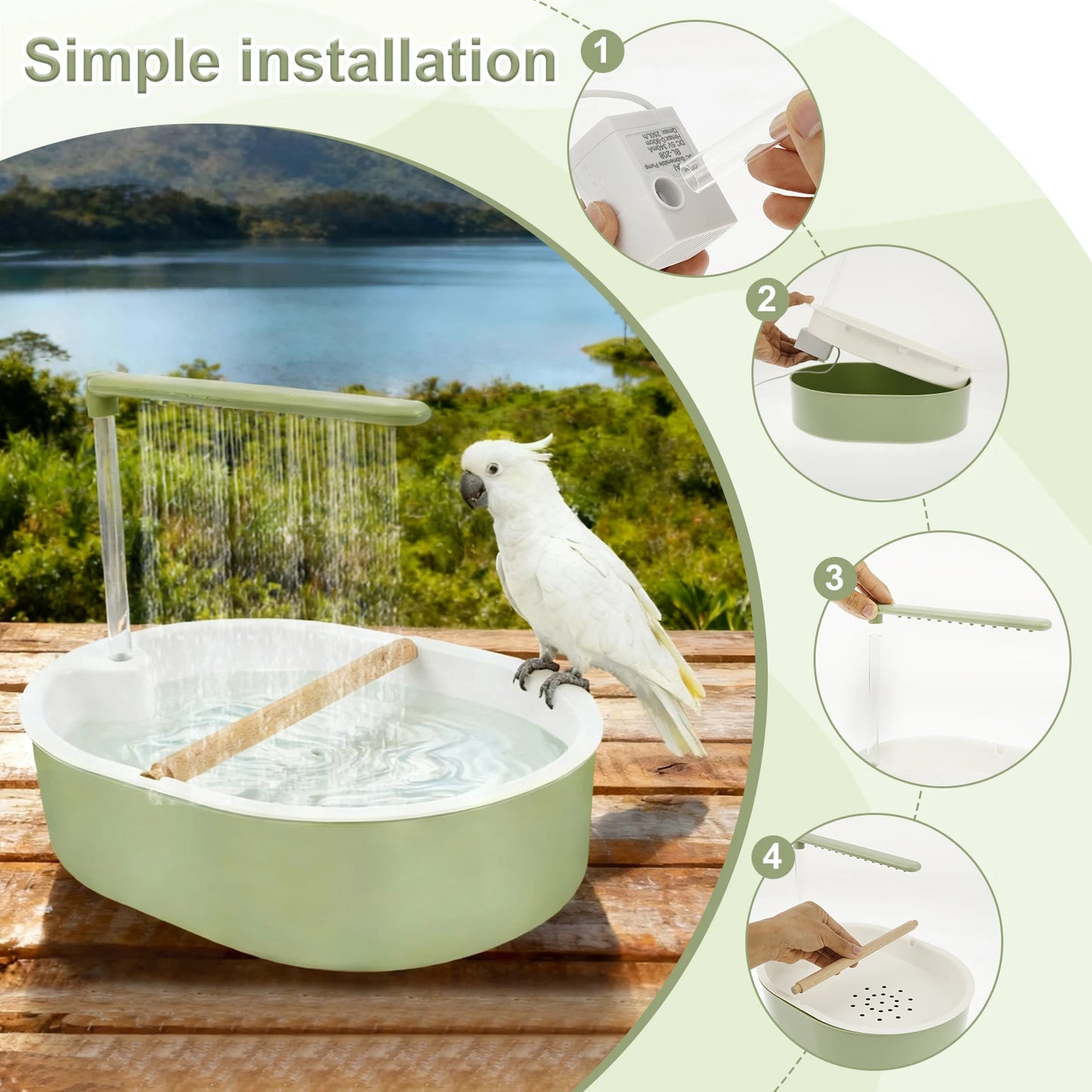 Parrot Automatic Bird Bath Tub