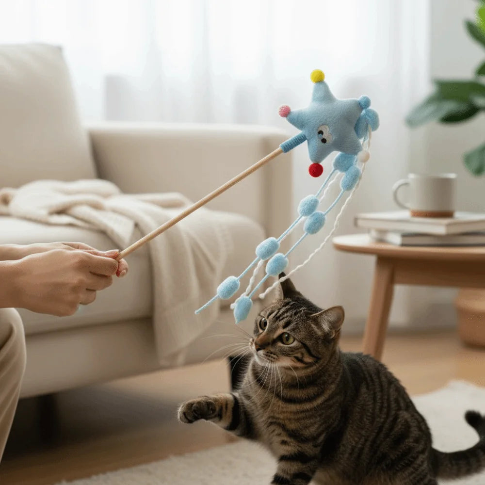 Funny Cartoon Stars Cat Teaser Stick