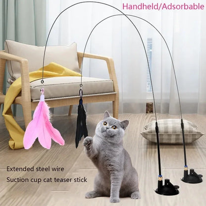 Suction Cup Cat Teasing Stick Cat Toy