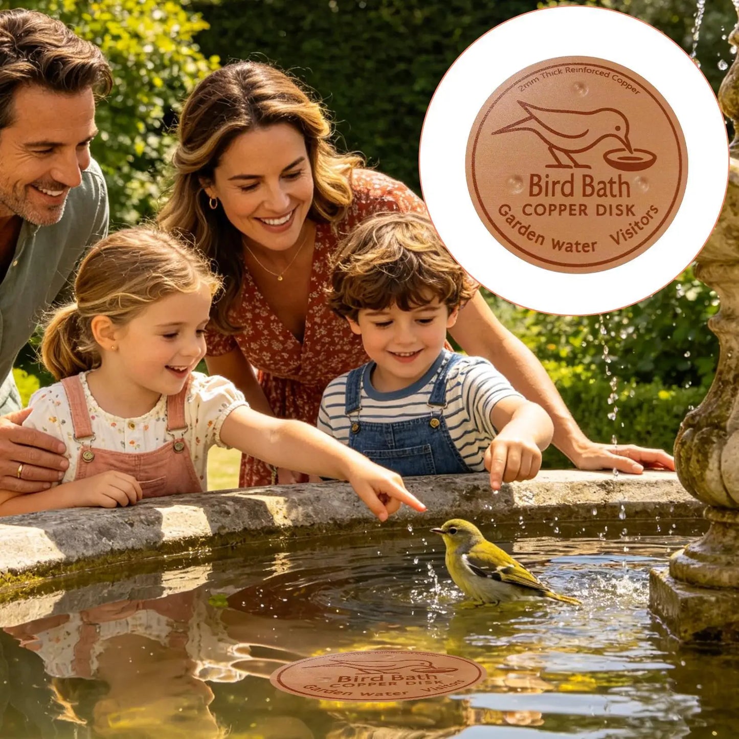 Bird Bath Copper Disk Water Fountain