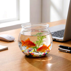 Transparent Fish Tanks Round Plastic Bowl for Desktop Office Home Aquarium Mini Small Tabletop Fish Tank Pet Container