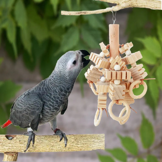 Natural Wooden Blocks Bird Chewing Toy