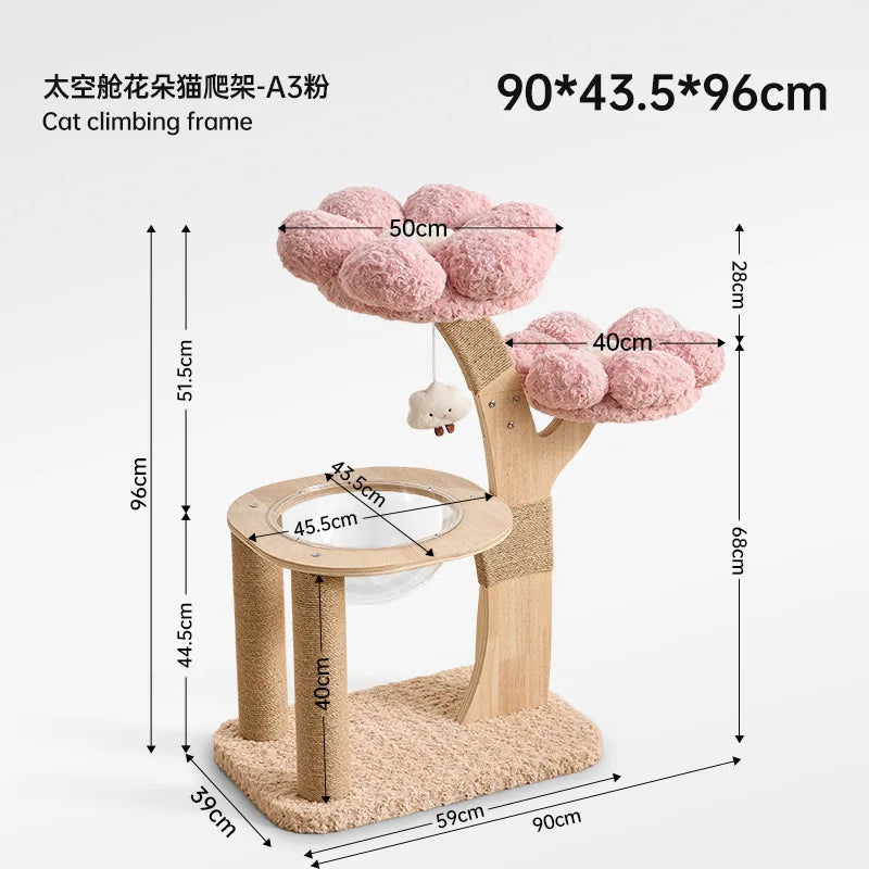 Small Space Saving Cat Tree All In One Cat Bed Mushroom Scratching Post Durable Warm Plush Climbing Tower For Indoor Apartment C