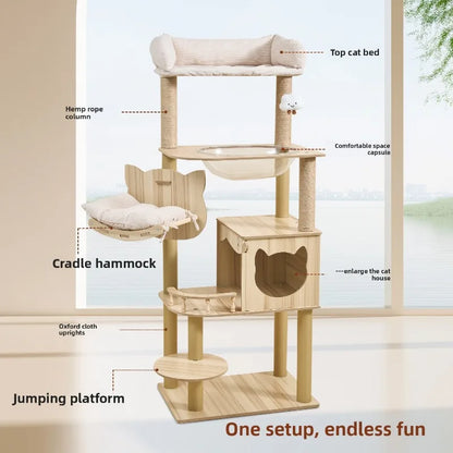Large Wooden Cat Tree House