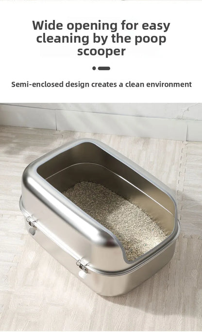Extra Large Stainless Steel Cat Litter Box