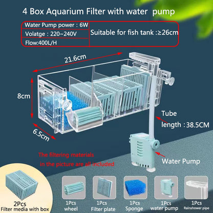 New Fish Tank Waterfall Filter Box