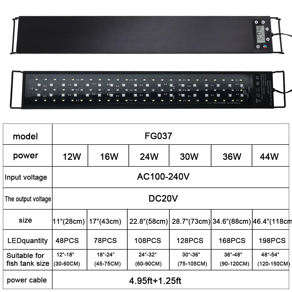 30-60cm Fish Tank 24/7 Full Spectrum Lighting