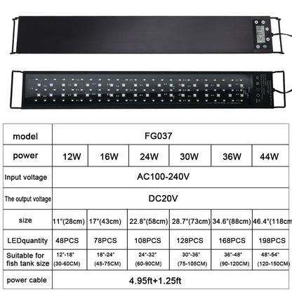 30-60cm Fish Tank 24/7 Full Spectrum Lighting